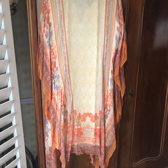 Sari Palace front beaded gown creme shawl pant - Picture 4 of 7